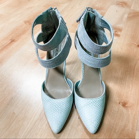 Steve Madden Light Gray Prima Snakeskin Faux Suede Stiletto Heels Womens Size 6 - Picture 6 of 10